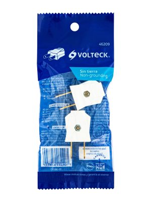 46209 - 2 Clavijas no polarizadas planas de policarbonato, Volteck