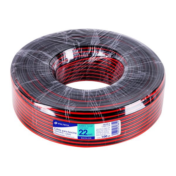 46264 - Rollo de 100 m de cable polarizado bicolor p/bocina 22 AWG