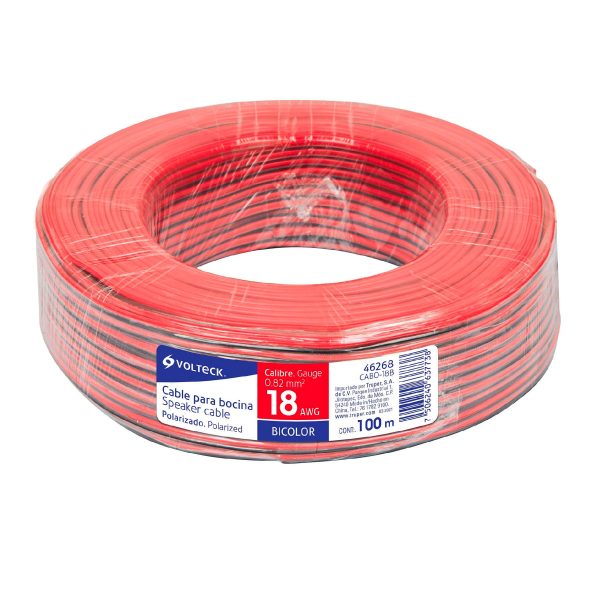 46268 - Rollo de 100 m de cable polarizado bicolor p/bocina 18 AWG
