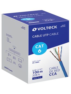 48468 48468 - Metro de cable UTP CAT6, Bobina de 100m, azul, VOLTECK