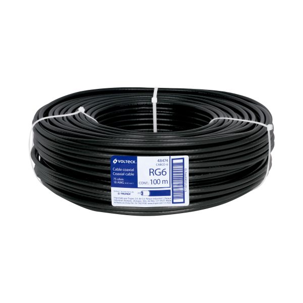 48474 - Metro de cable coaxial RG6 en rollo de 100 m, Volteck