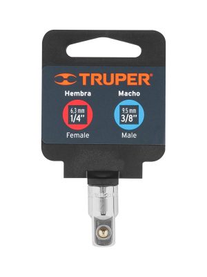 13417 - Adaptador para matraca de cuadro 1/4' a cuadro 3/8', Truper