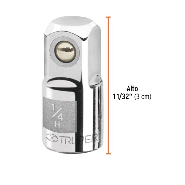 13417 - Adaptador para matraca de cuadro 1/4' a cuadro 3/8', Truper