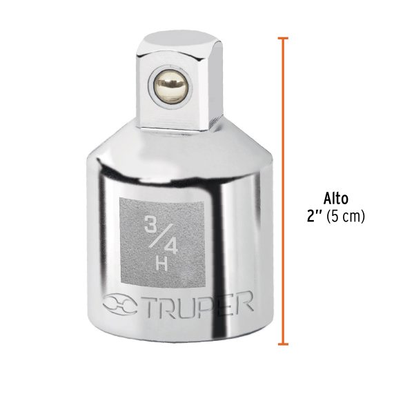 13424 - Adaptador para matraca de cuadro 3/4' a cuadro 1/2', Truper