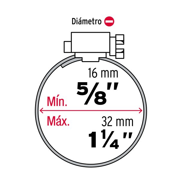 44236 - Bolsa c/10 abrazaderas sin fin reforzadas # 12, 5/8 - 1-1/4'