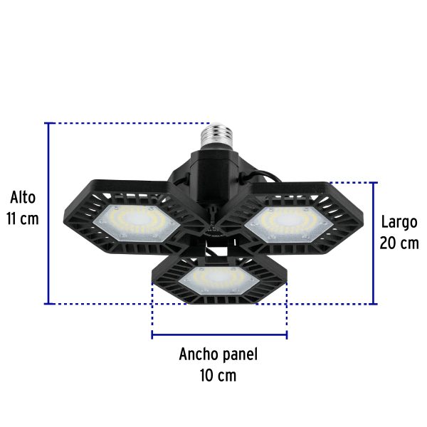 46587 - Luminario de LED 65 W, aluminio con 3 paneles abatibles