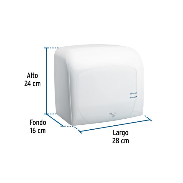 49755 - Secador de manos con sensor óptico, acero, blanco, FOSET