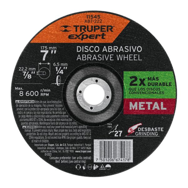 ABT-222.jpg 11545 - Disco Tipo 27 de 7' x 6.4 mm desbaste de metal, Expert