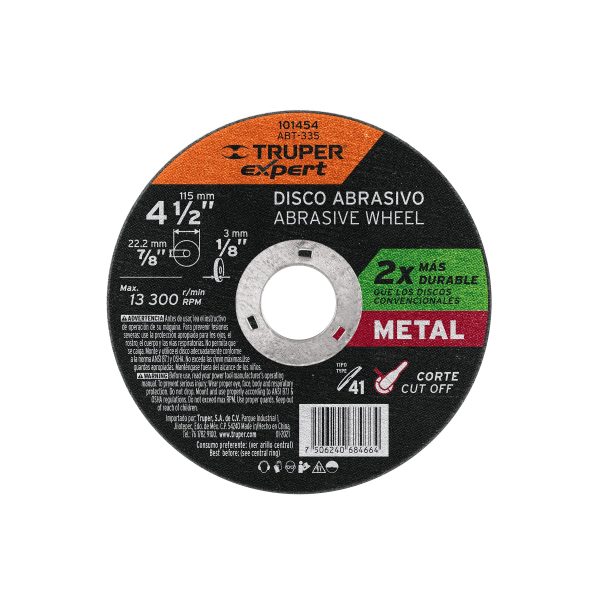 ABT-335.jpg 101454 - Disco para corte de metal 4-1/2' tipo 41, Truper Expert
