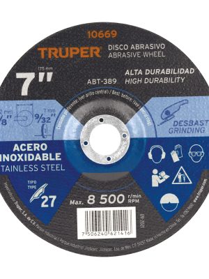 10669 - Disco Tipo 27 de 7' x 7.2 mm desbaste de acero inoxidable
