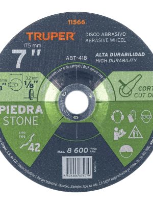 ABT-418.jpg 11566 - Disco Tipo 42 de 7' x 3.2 mm para corte de piedra, Truper