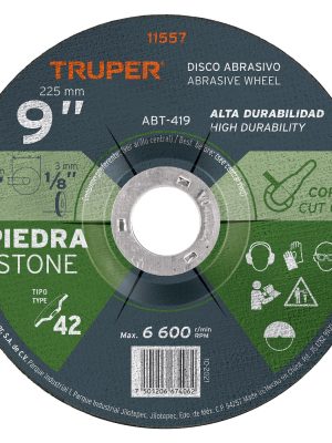 11557 - Disco Tipo 42 de 9' x 3.2 mm para corte de piedra, Truper