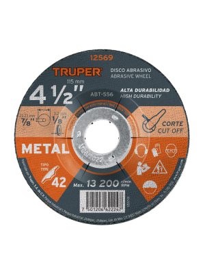 ABT-556.jpg 12569 - Disco Tipo 42 de 4-1/2' x 3.2 mm para corte de metal, Truper