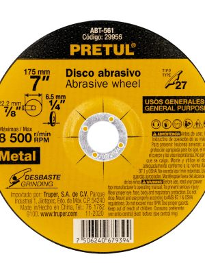 ABT-561.jpg 29956 - Disco Tipo 27 de 7' x 6.2 mm desbaste de metal, Pretul