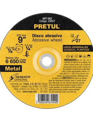 ABT-562.jpg 29957 - Disco Tipo 27 de 9' x 6.2 mm desbaste de metal, Pretul