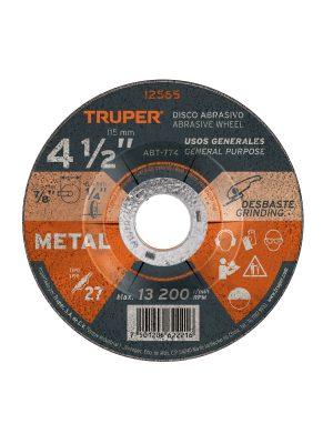 12565 - Disco Tipo 27 de 4-1/2' x 6.4 mm para desbaste de metal