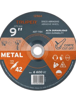 ABT-784.jpg 12564 - Disco Tipo 42 de 9' x 3.2 mm para corte de metal, Truper