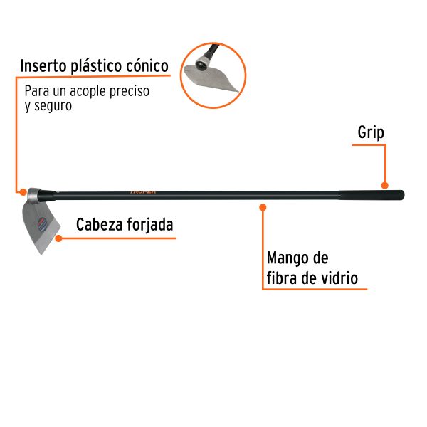 102910 - Azadón Centroamericano 2.5 lb, mango de fibra 54', TRUPER