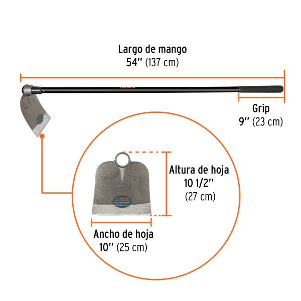 102869 - Azadón Centroamericano 3.0 lb, mango de fibra 54', TRUPER