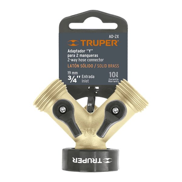 10375 - Conector 'Y' 3/4' latón sólido con tuerca móvil p/manguera