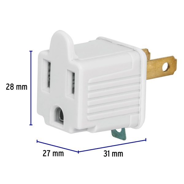 46255 - Adaptador 3 a 2, blanco, a granel, Volteck