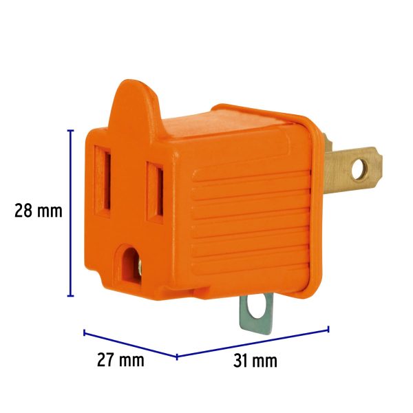 46256 - Adaptador 3 a 2, naranja, a granel, Volteck