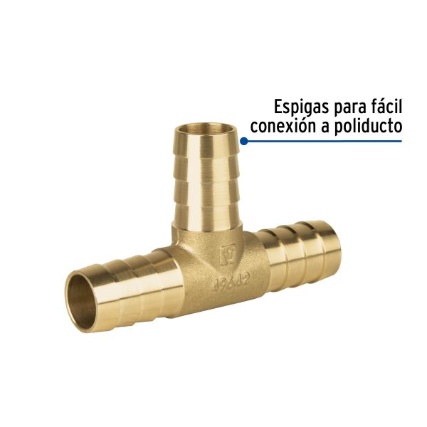 49642 - Tee inserción macho latón 3/4' para poliducto negro, Foset