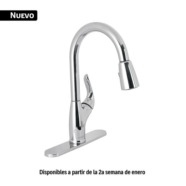 44903 - Monomando fregadero cromo, nariz retractil, FOSET AERO