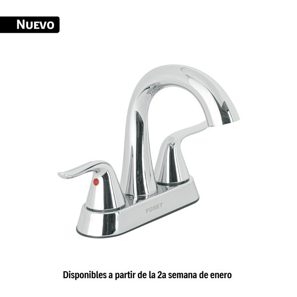 44889 - Mezcladora lavabo 4' cromo, cuello alto, palanca, FOSET AERO