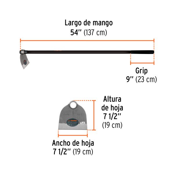 10615 - Azadón Lane No. 1 de 1.8 lb, mango de fibra 54', TRUPER