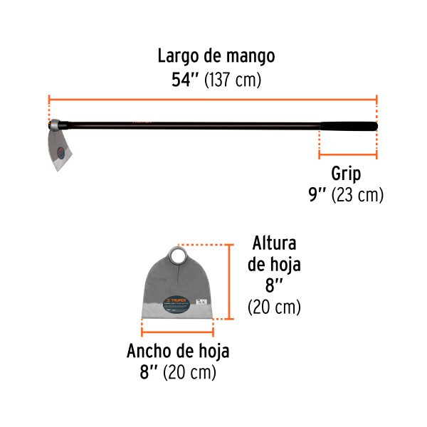 10618 - Azadón Lane No. 2 de 2.0 lb, mango de fibra 54', TRUPER