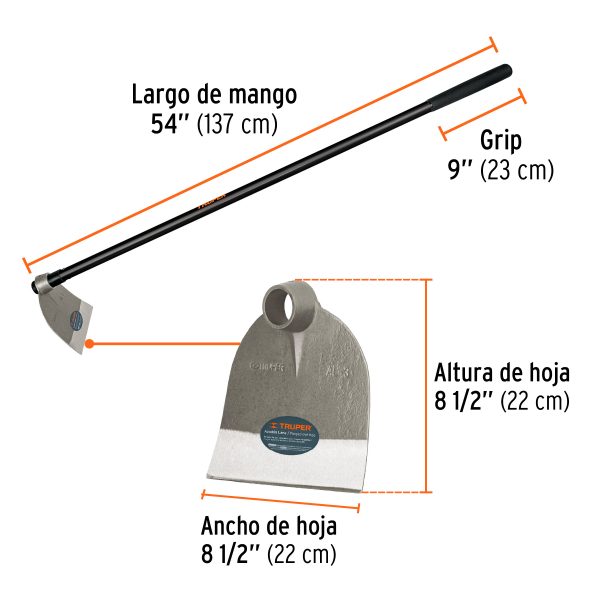 10621 - Azadón Lane No. 3 de 2.1 lb, mango de fibra 54', TRUPER