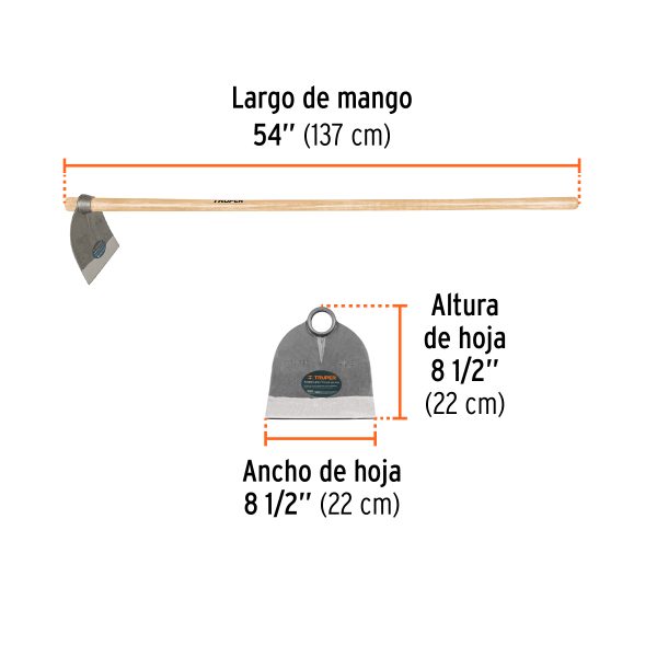 102918 - Azadón Lane No. 3 de 2.1 lb, mango madera de 54', TRUPER