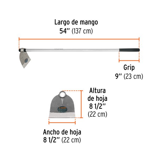 103107 - Azadón Lane No. 3 de 2.1 lb, mango de acero 54', TRUPER