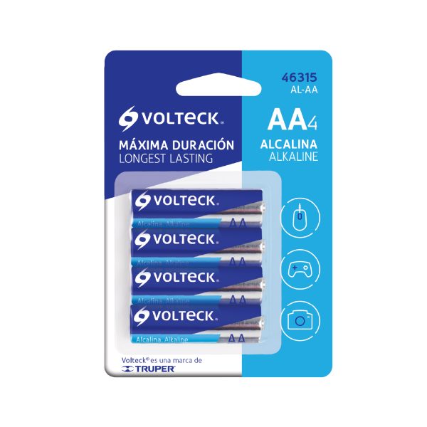 46315 - Blíster con 4 pilas alcalinas AA, VOLTECK