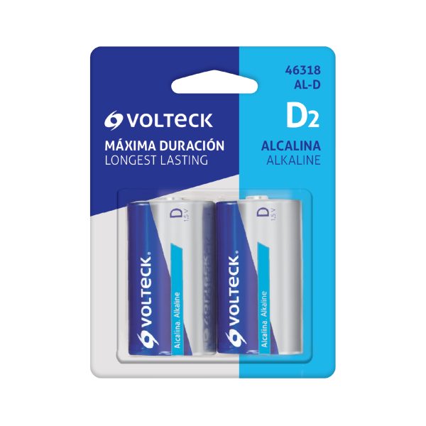 46318 - Blíster con 2 pilas alcalinas D, VOLTECK