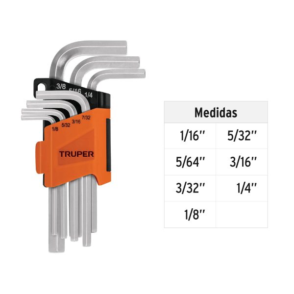 15533 - Juego 7 llaves allen std punta hexagonal con organizador