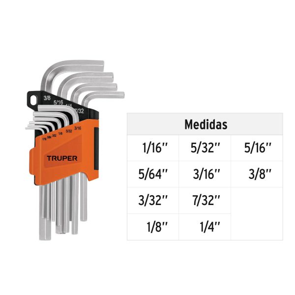 15539 - Juego 10 llaves allen std punta hexagonal con organizador