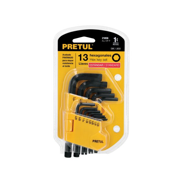 21856 - Juego 13 llaves allen std punta hex con organizador, PRETUL