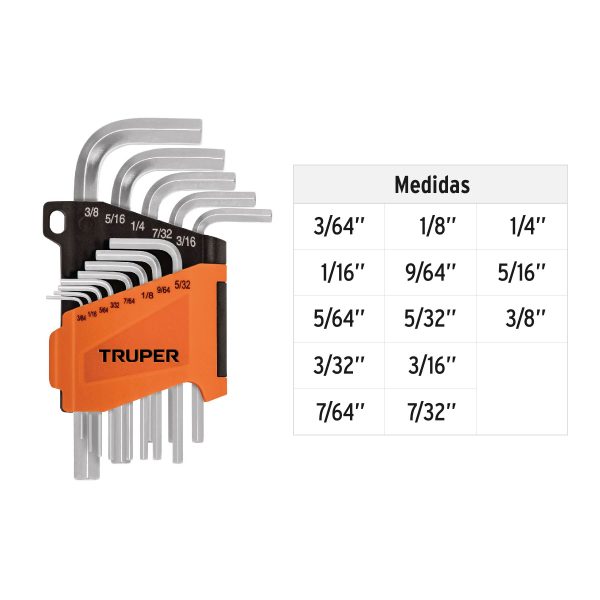 15545 - Juego 13 llaves allen std punta hexagonal con organizador