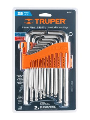 15572 - Juego 25 llaves allen largas mixtas punta bola,organizador