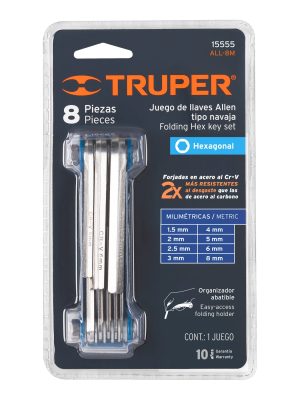 ALL-8ME1.jpg 15555 - Juego de 8 llaves allen mm tipo navaja, cuerpo de lámina
