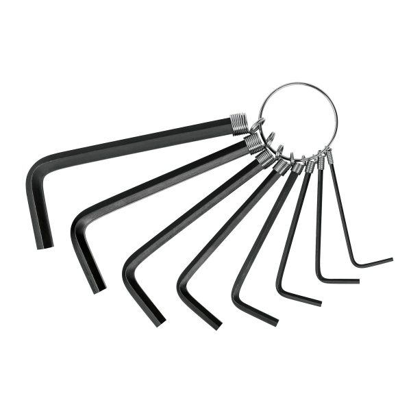 21851 - Juego de 8 llaves allen mm tipo llavero, punta hex, PRETUL