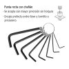 21850 - Juego de 8 llaves allen std tipo llavero, punta hex, PRETUL