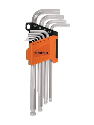 13644 - Juego 10 llaves allen largas mm punta bola con organizador