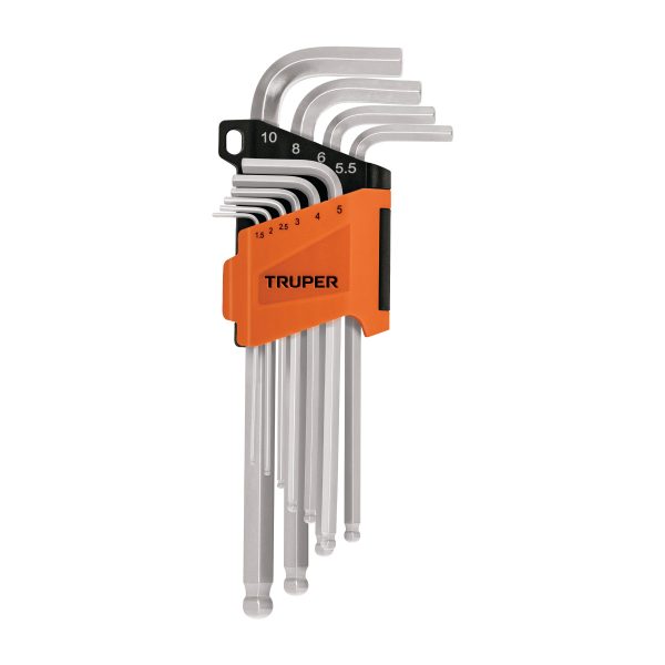 13644 - Juego 10 llaves allen largas mm punta bola con organizador