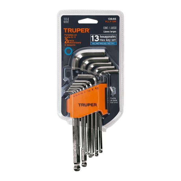 13646 - Juego 13 llaves allen largas mm punta bola con organizador