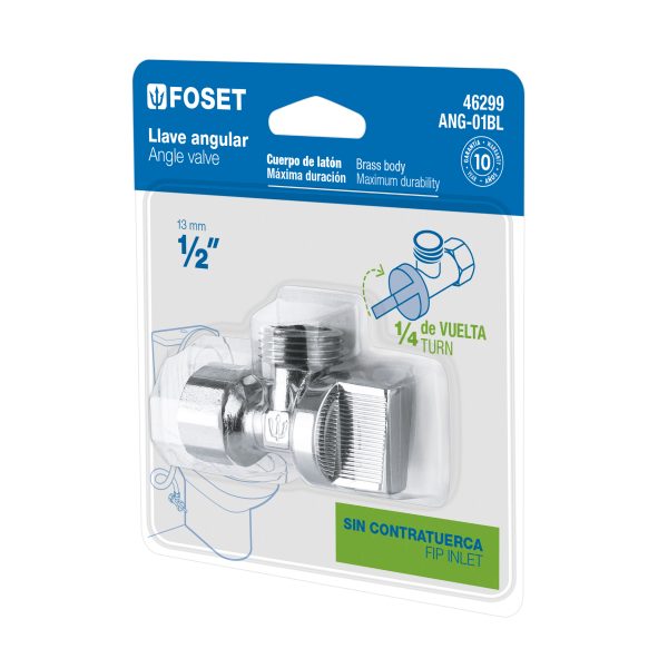 46299 - Llave angular de 1/2', 1/4 de vuelta, blíster, FOSET