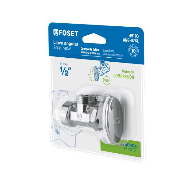 49103 - Llave angular de 1/2', de compresión, blíster, FOSET