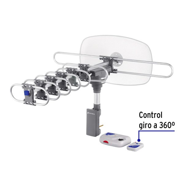 48114 - Antena aérea para TV HD, giratoria 360° con control y cable